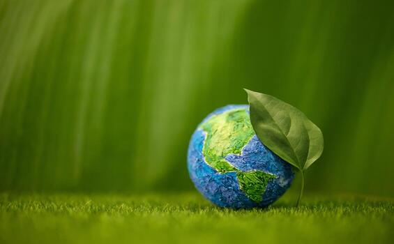 ISO 14001 Environmental Management Systems — globe with green leaf representing sustainability